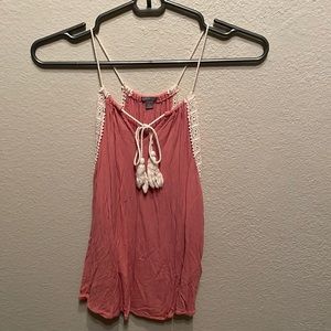 Pink and white crochet tank top